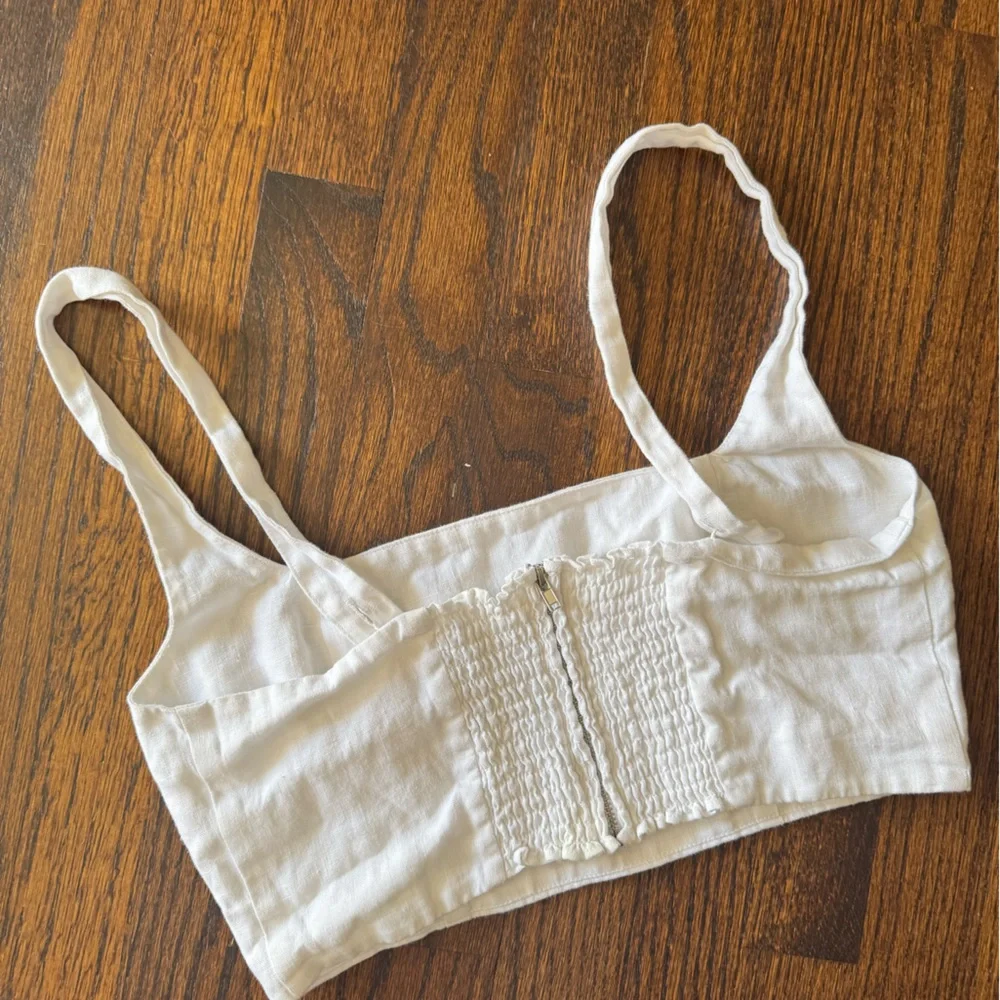 Reformation white linen cropped tank top - Picture 5 of 5